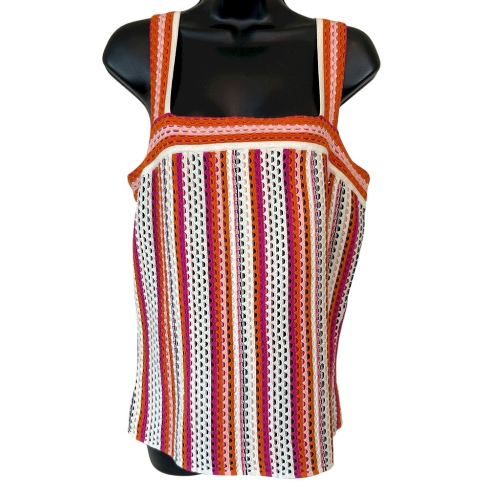 Cache Stripe Crochet Camisole Tank Top
